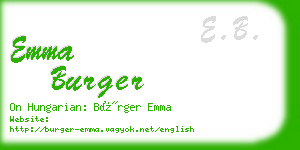 emma burger business card