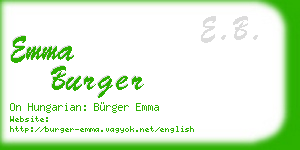 emma burger business card